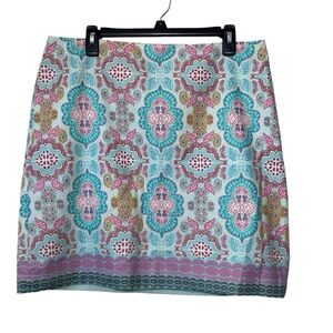Talbots Pastel Paisley Kaleidoscope patterned fully lined mini skirt. Women’s 12